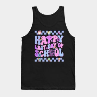 Happy Last Day of School Teachers Students Kids Retro Groovy Tank Top